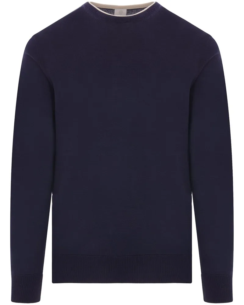 Eleventy Pullover mit doppeltem Kragen - Blau Blau