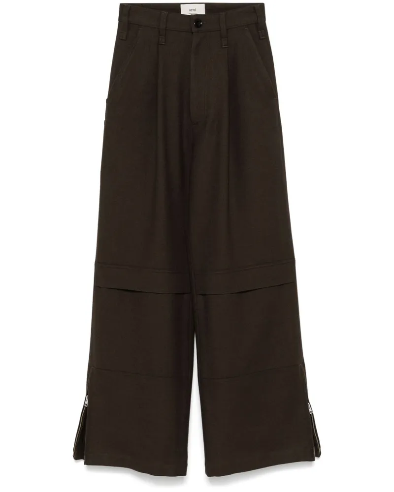 AMI Paris Hose mit weitem Bein - Braun Braun