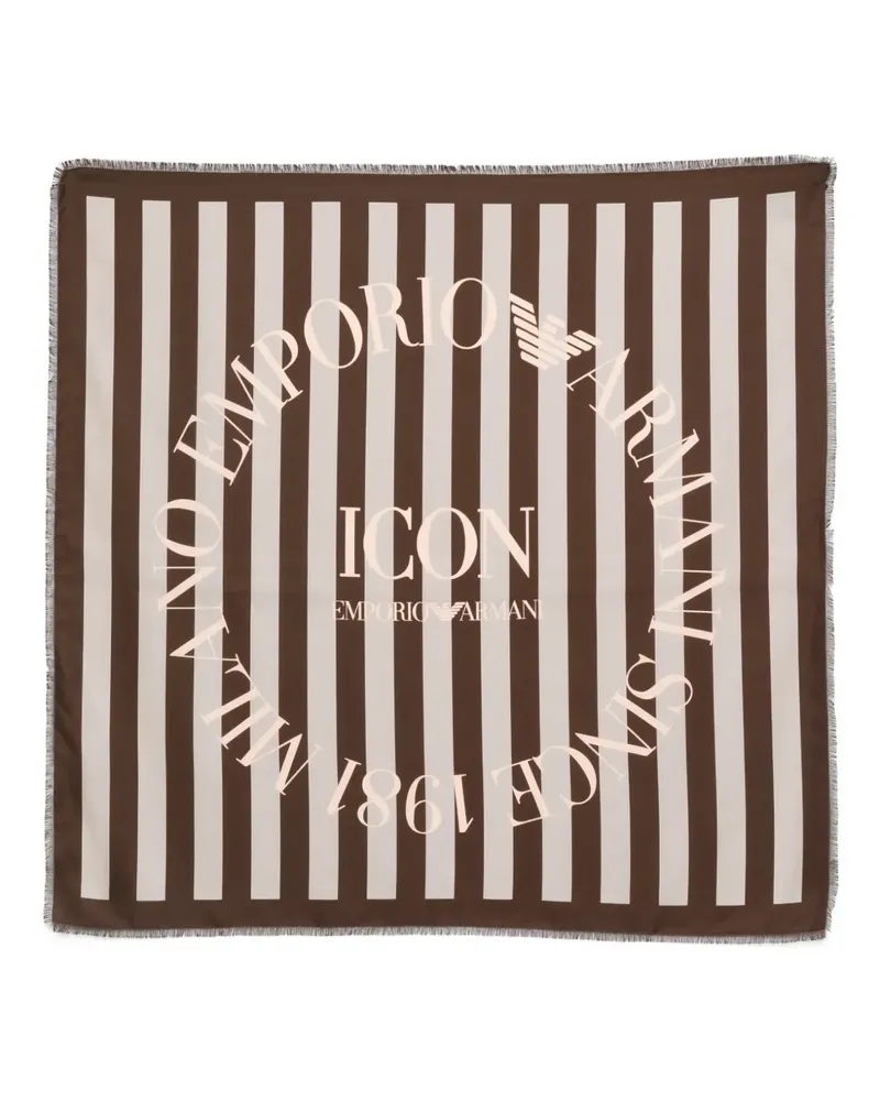 Emporio Armani striped fringed scarf - Braun Braun