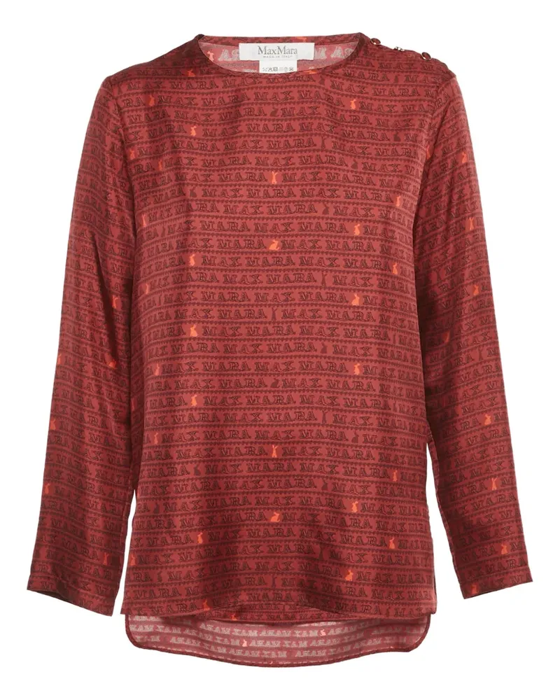 Max Mara Langarmshirt mit rundem Ausschnitt - Rot Rot