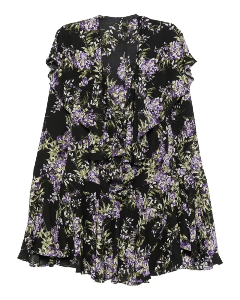 Norma Kamali Gerüschtes Kleid mit Blumenprint - Schwarz Schwarz