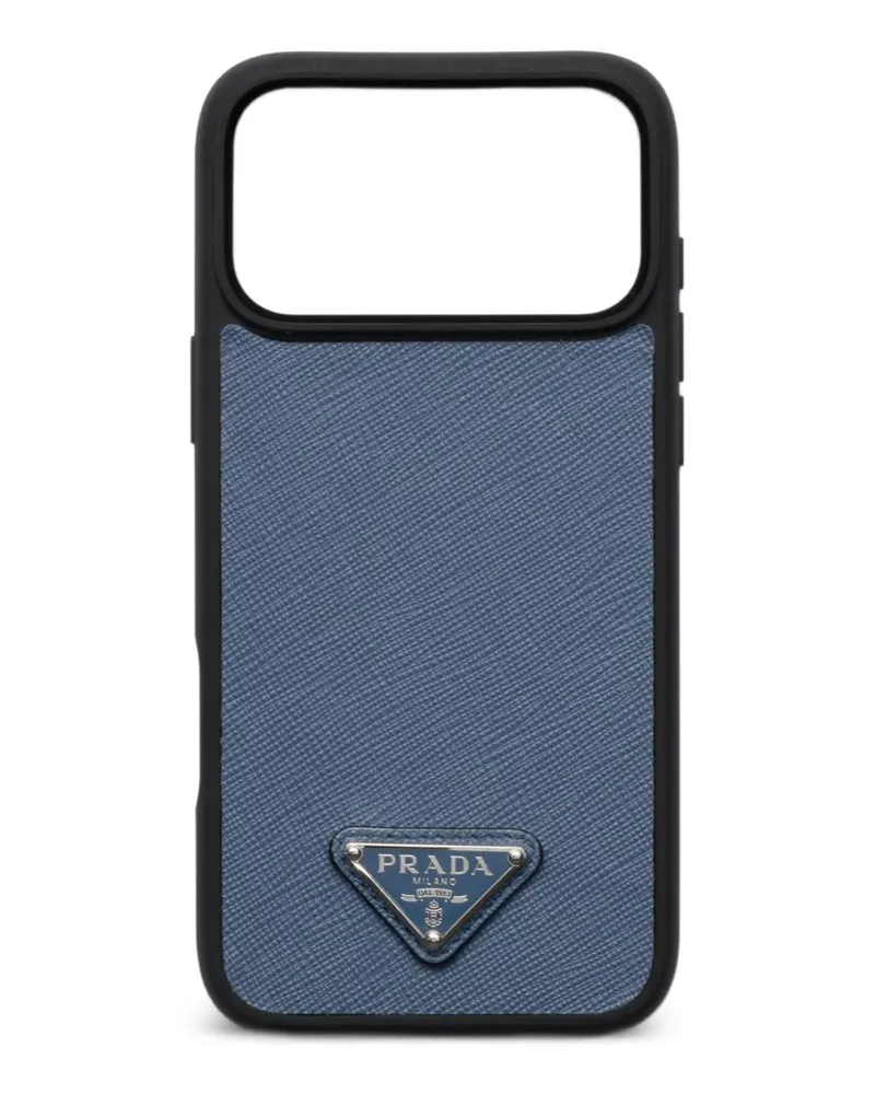Prada Handytasche für iPhone 17 Pro Max aus Saffiano-Leder - Blau Blau