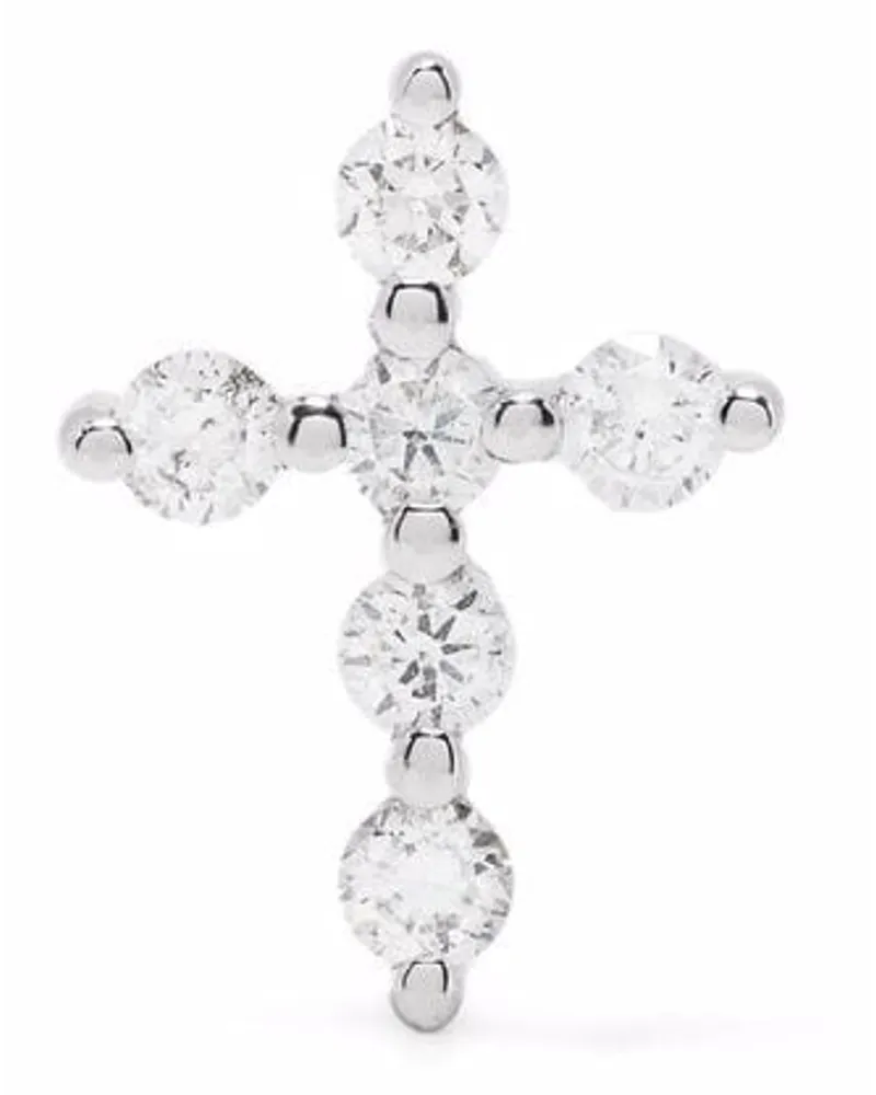 DJULA 18kt Cross Weißgoldohrstecker mit Diamanten - Silber Silber