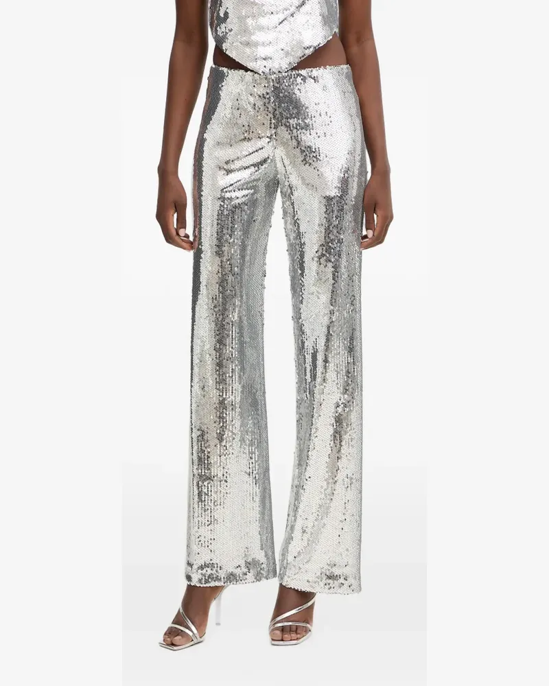 HAVEONE sequin-embellished trousers - Silber Silber