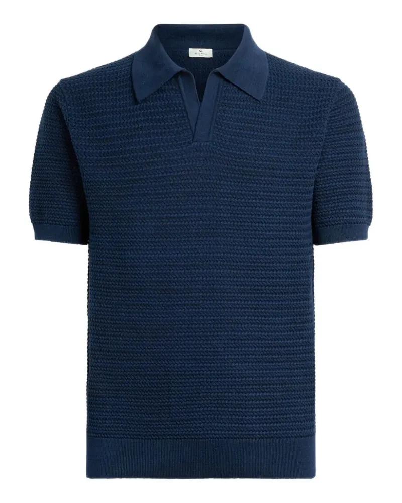 Etro V-neck short-sleeved knitted sweater - Blau Blau