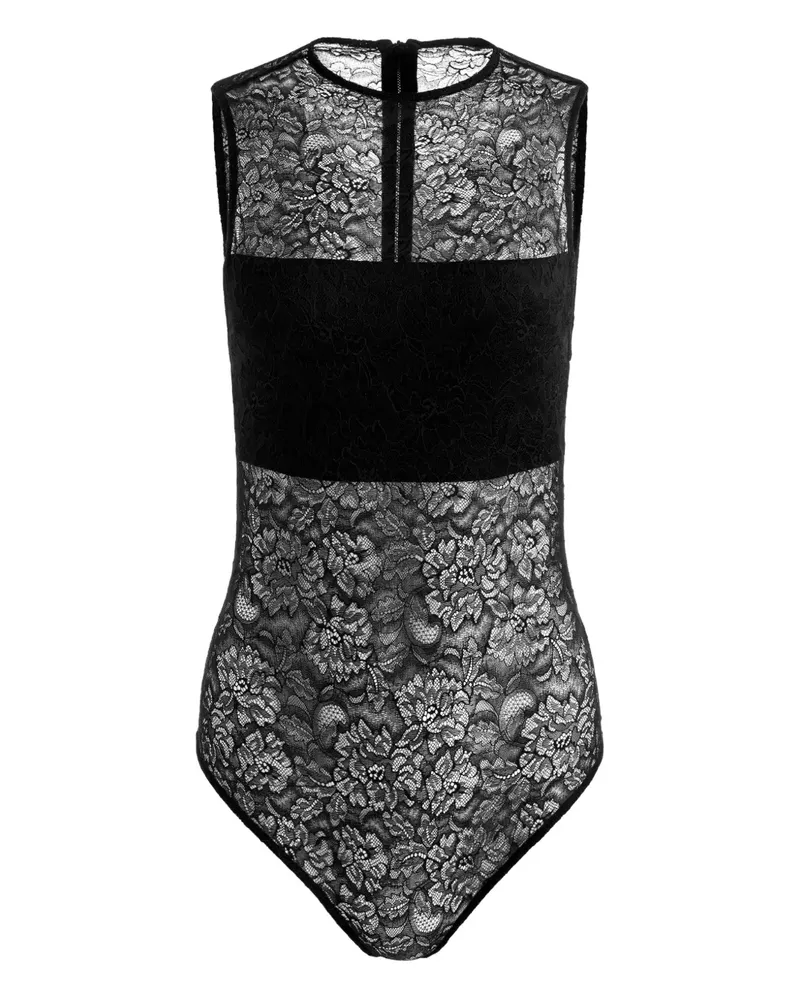 Alice + Olivia Nichol Body aus Blumenspitze - Schwarz Schwarz