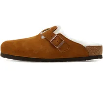 Boston Mules mit Shearling-Schnalle - Braun