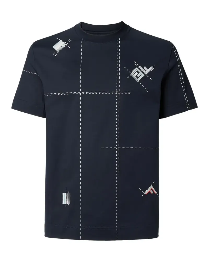 Fendi T-Shirt mit Kontrastnaht - Blau Blau