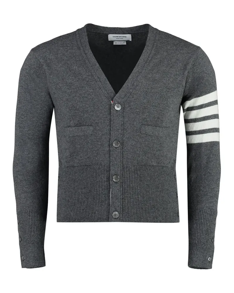Thom Browne Kaschmircardigan mit gestreiftem Ärmel - Grau Grau