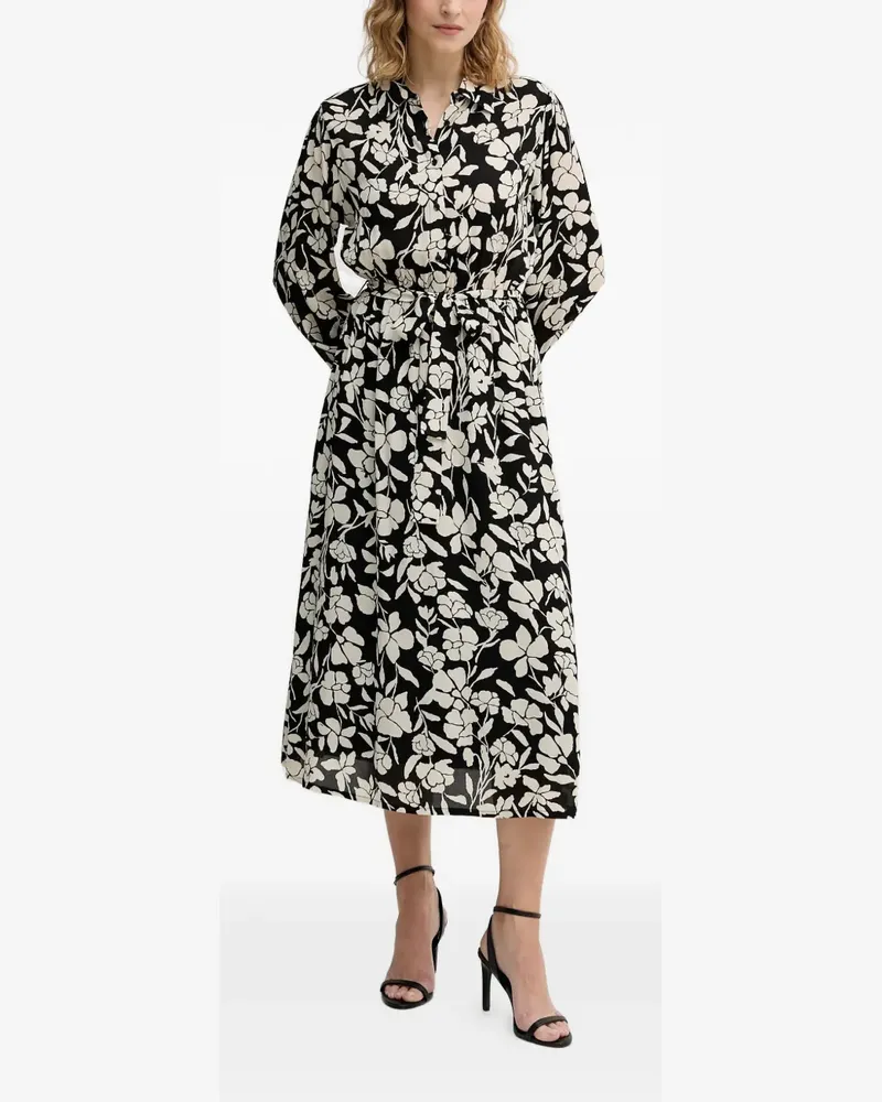 Benetton floral-print midi dress - Schwarz Schwarz