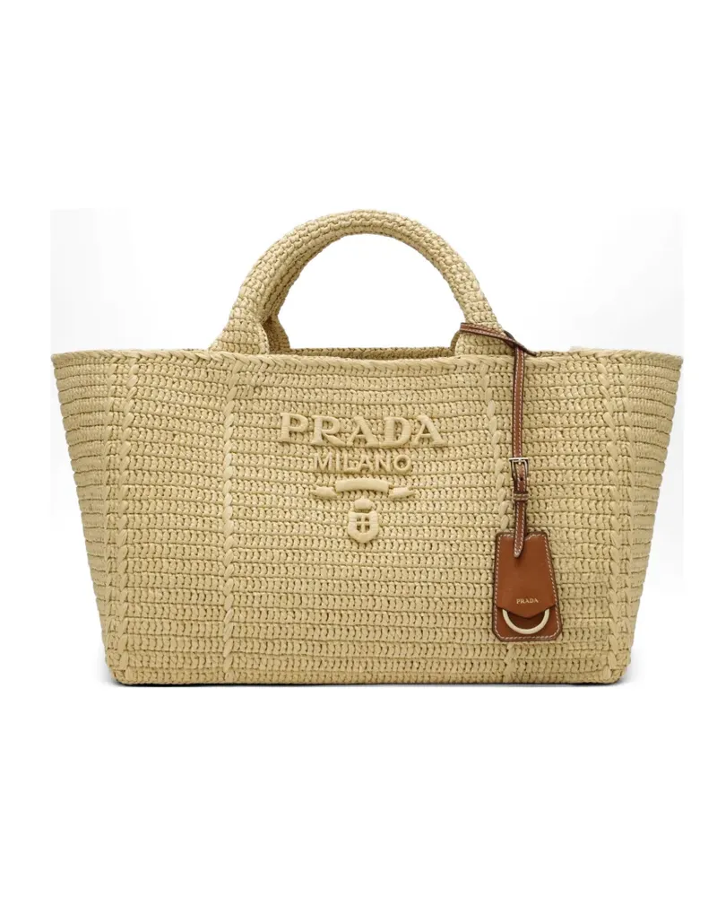 Prada logo-lettering tote bag - Nude Nude