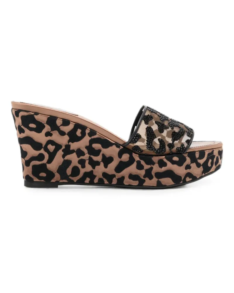 René Caovilla 100mm Allura leopard-print wedge sandals - Nude Nude