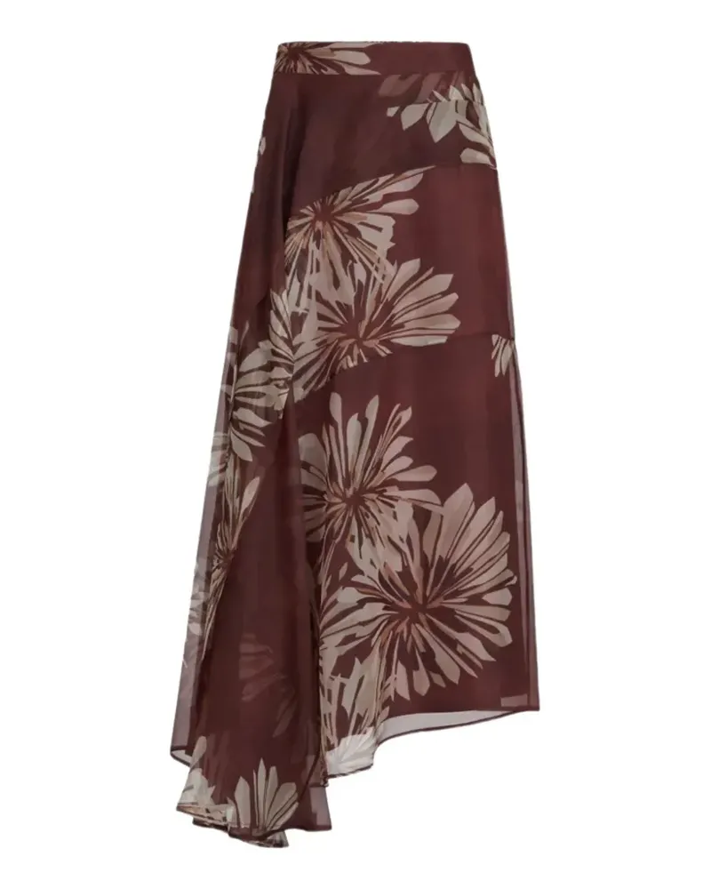 Brunello Cucinelli Fließender Rock mit Blumenprint - Rot Rot