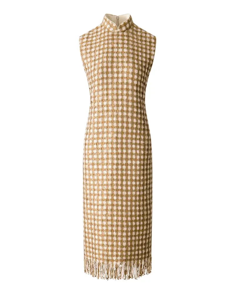 Shanghai Tang Tang Qipao fringe-trim midi dress - Gold Gold