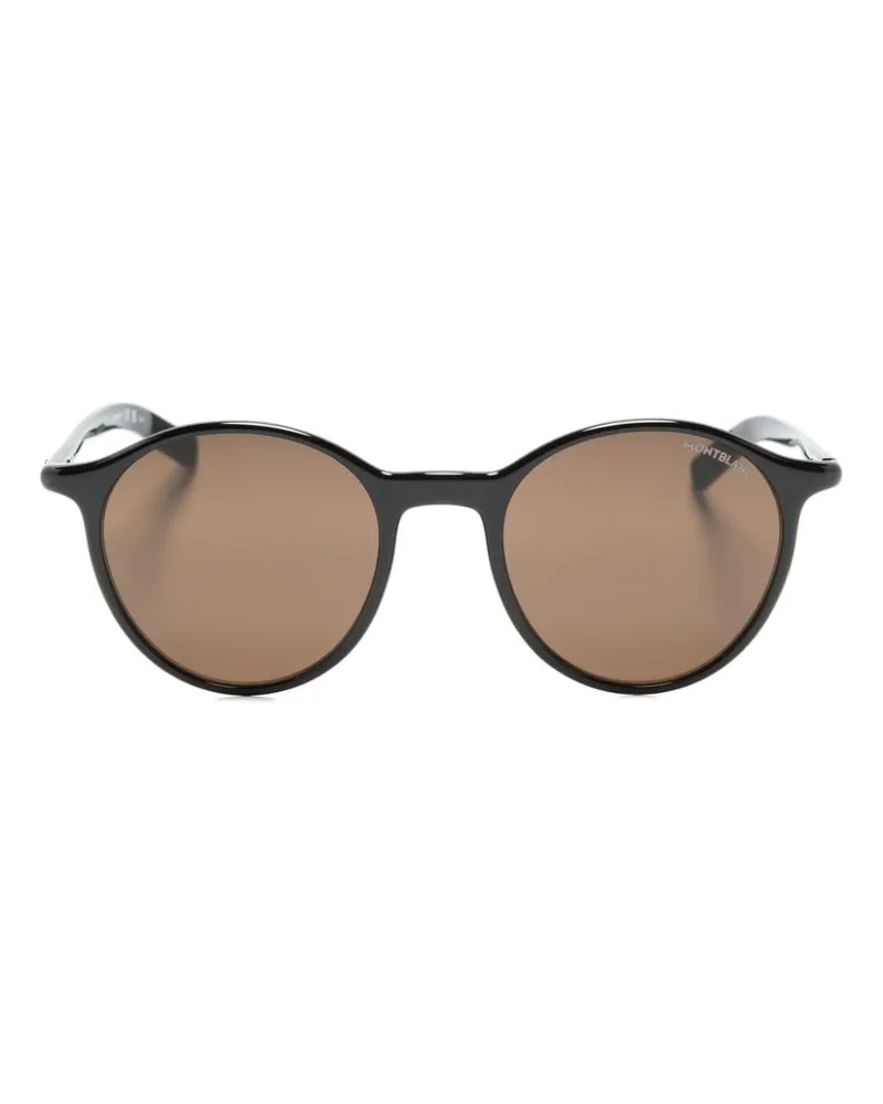 Montblanc Sonnenbrille mit rundem Gestell - Schwarz Schwarz