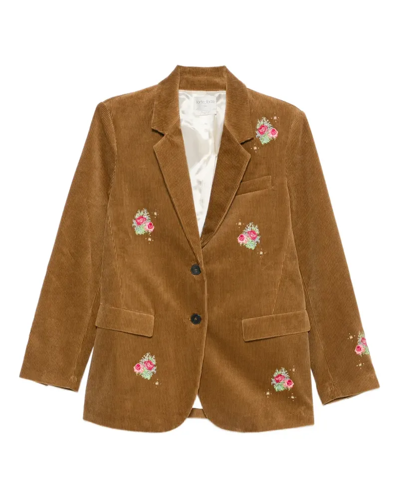 forte_forte Blazer aus Cord mit Blumenstickerei - Braun Braun