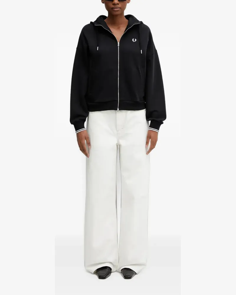 Fred Perry logo-embroidered zip-up hoodie - Schwarz Schwarz