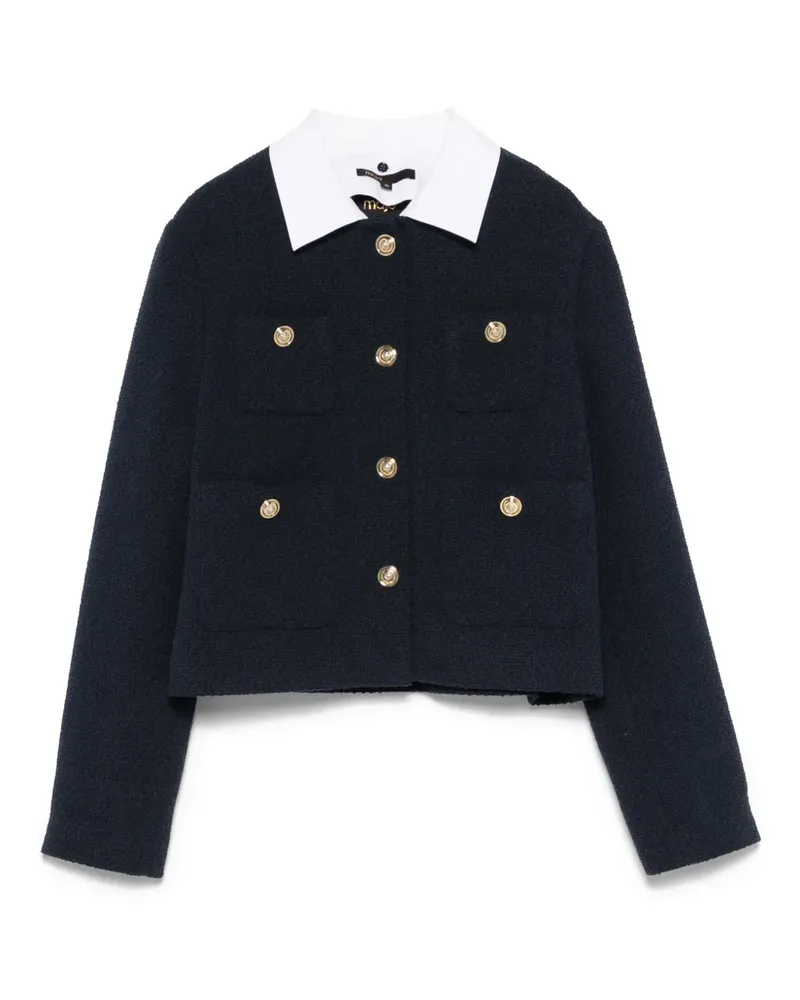 Maje Cropped-Jacke mit Rundhalsausschnitt - Blau Blau