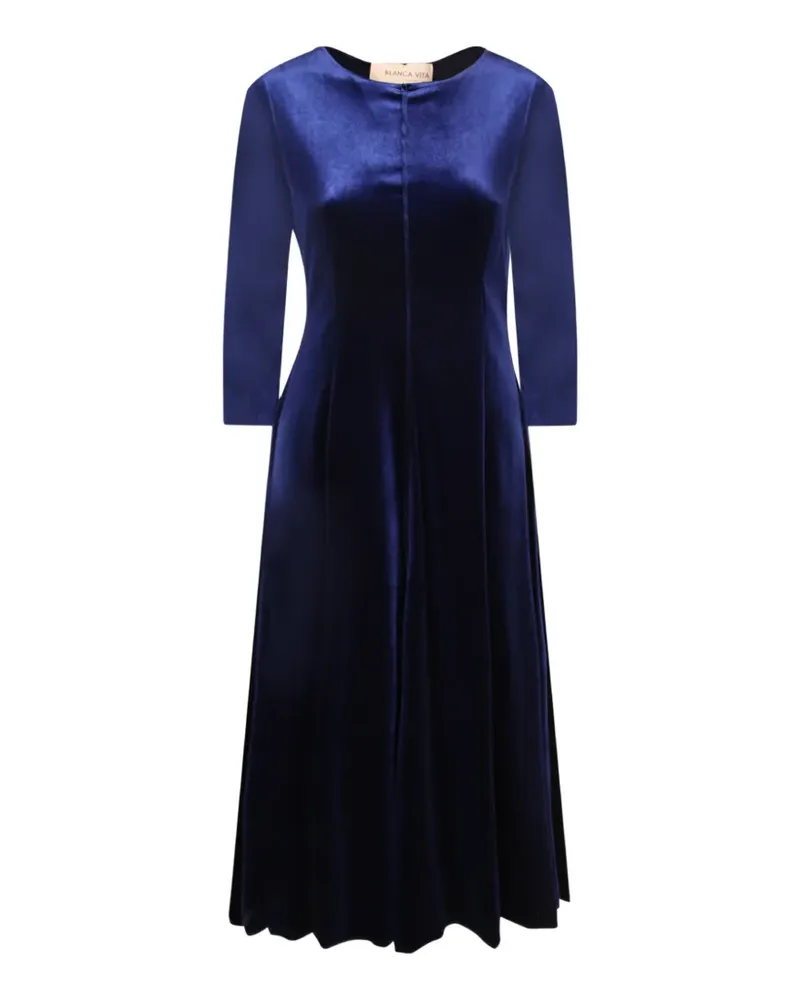 Blanca velvet long-sleeve midi dress - Blau Blau