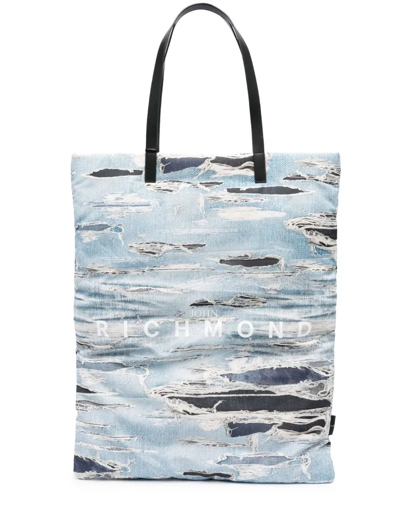 John Richmond Shopper mit Logo-Print Blau