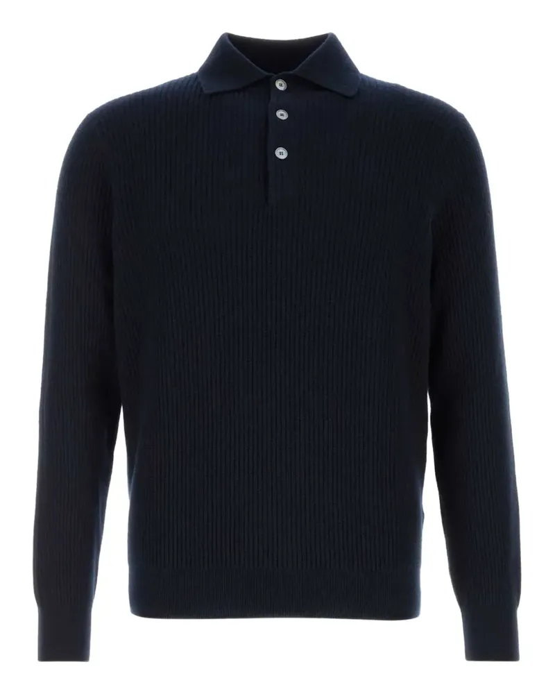 Fedeli Poloshirt aus geripptem Strick - Blau Blau