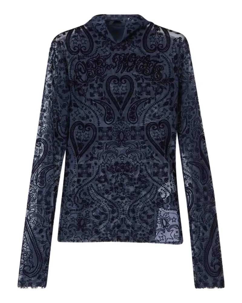 OFF-WHITE patterned top - Blau Blau