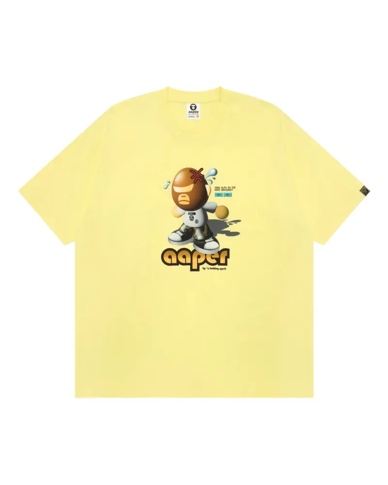 BAPE Moonface T-Shirt mit grafischem Print - Gelb Gelb