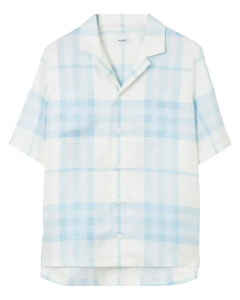 Burberry Seidenhemd mit Check - Blau Blau