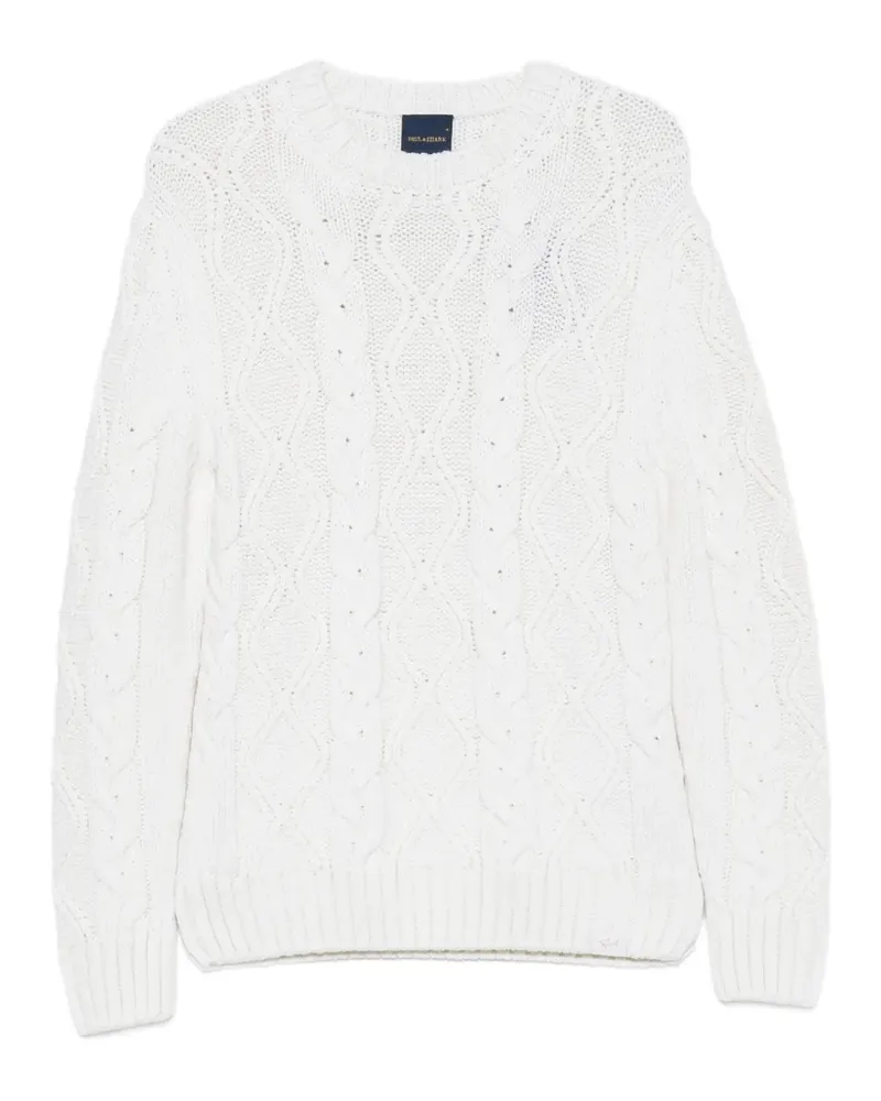 Paul & Shark Pullover mit Zopfmuster - Weiß Weiß