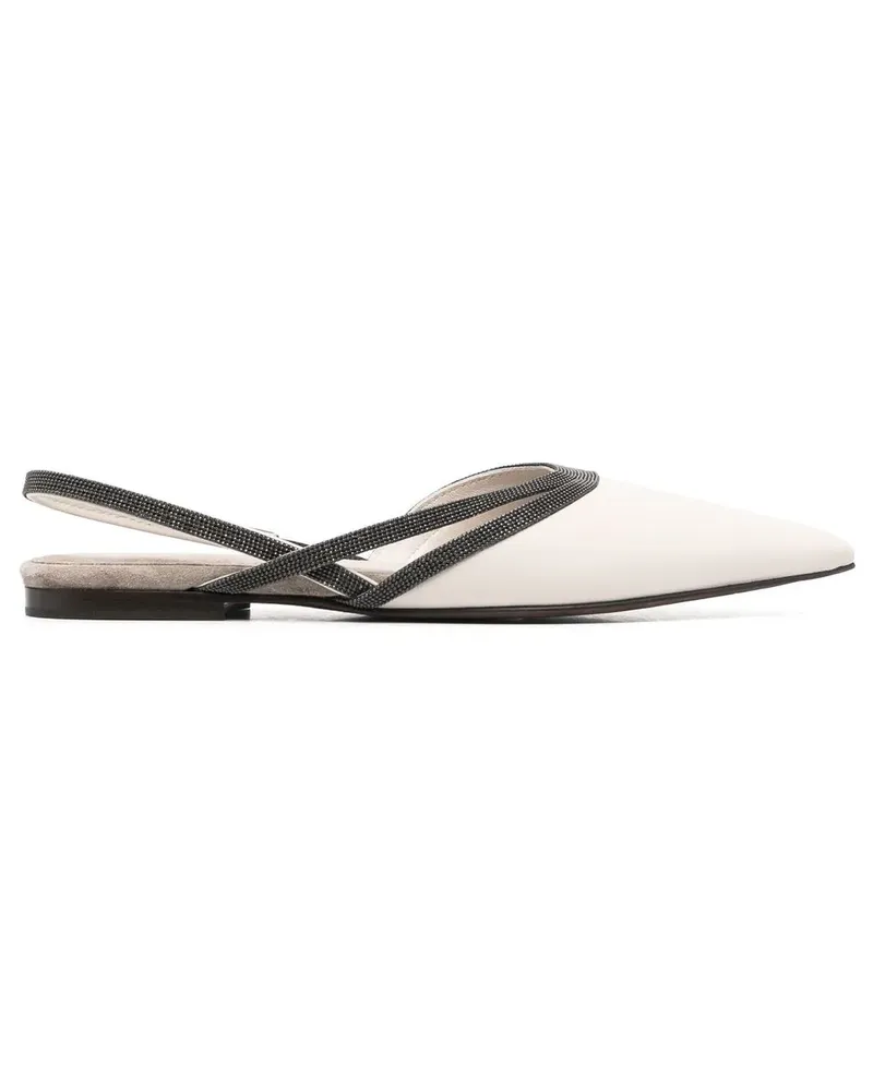 Brunello Cucinelli Spitze Slingback-Pumps - Weiß Weiß