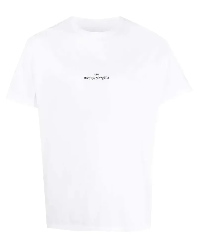 Maison Margiela logo-embroidery crew-neck T-shirt - Weiß Weiß