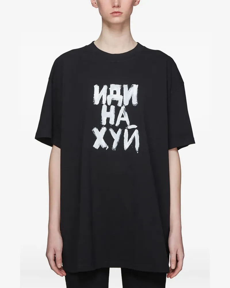 VETEMENTS Oversized-T-Shirt mit Text - Schwarz Schwarz