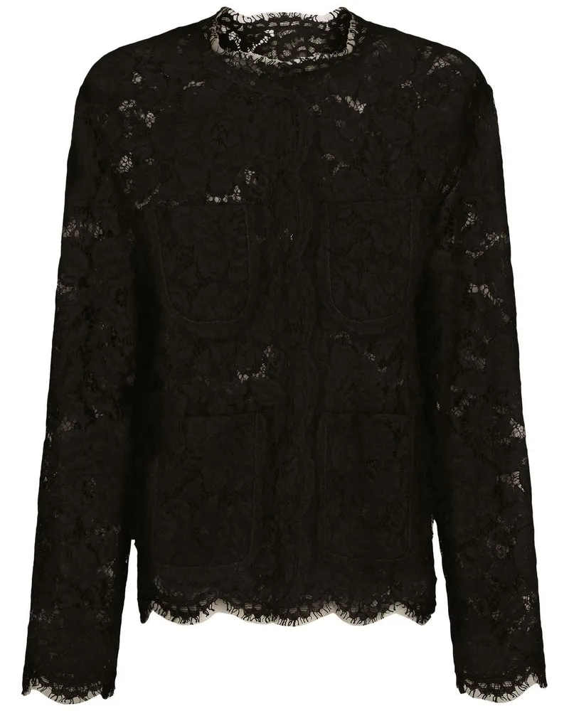 Dolce & Gabbana Einreihige Jacke mit Spitze - Schwarz Schwarz