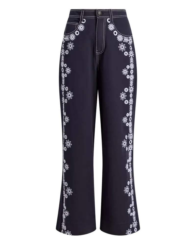 Cinq à Sept Gerade Hose mit Blumenmotiv - Blau Blau