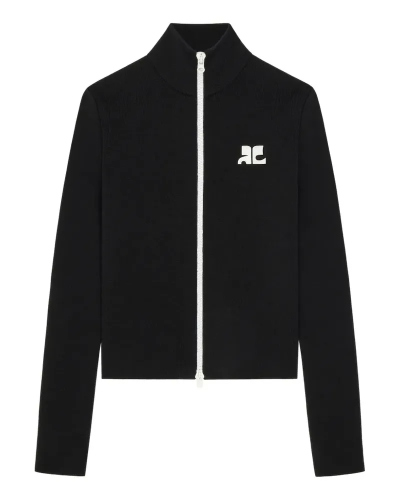 Courrèges Cardigan mit Logo-Patch und Reißverschluss - Schwarz Schwarz