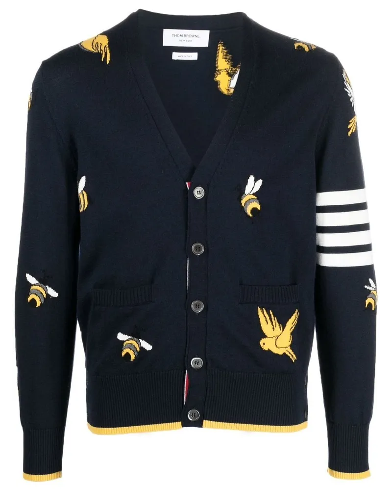 Thom Browne Cardigan mit Intarsienmuster - Blau Blau