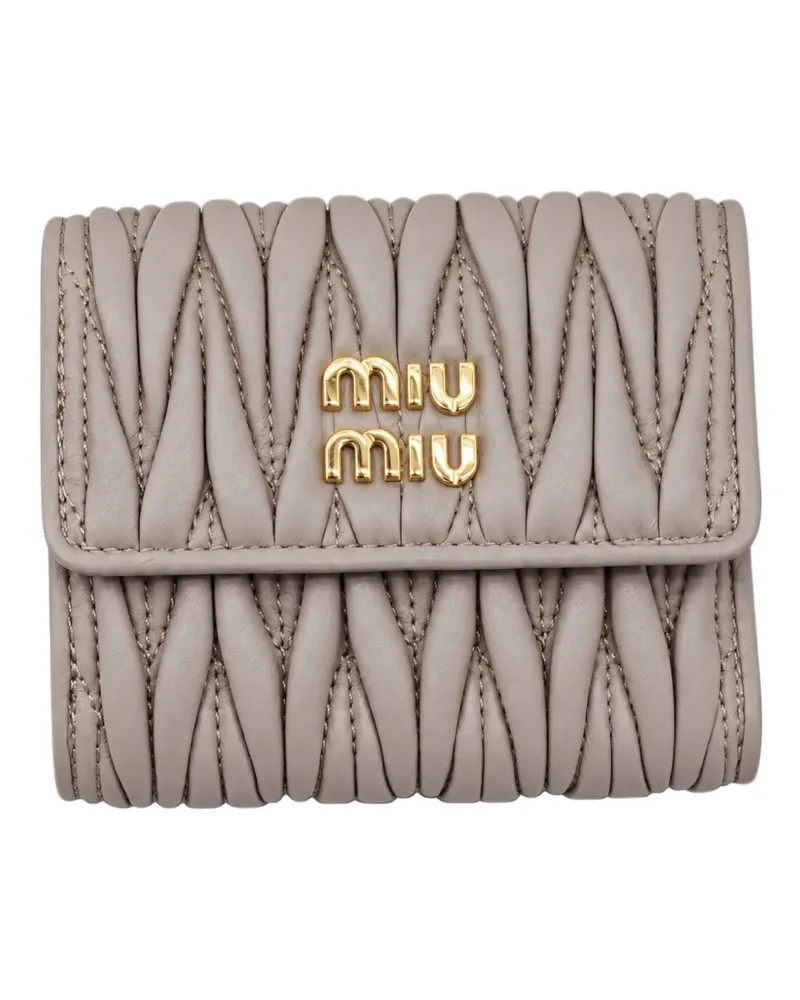 Miu Miu Matelassé nappa leather small wallet - Grau Grau