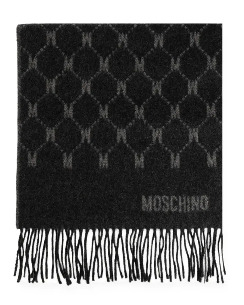 Moschino cashmere scarf with monogram - Schwarz Schwarz