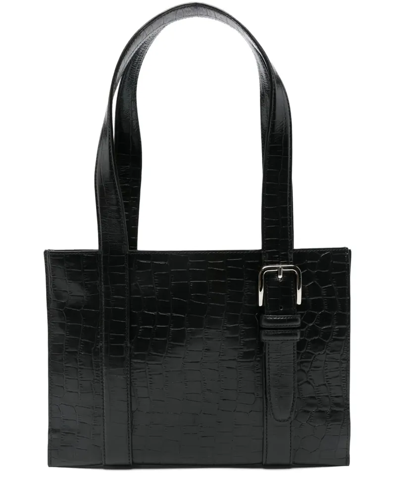 CORDERA Schultertasche mit Kroko-Prägung - Schwarz Schwarz