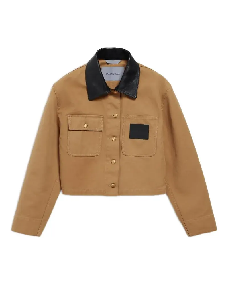 Balenciaga Jacke mit Lederkragen - Nude Nude