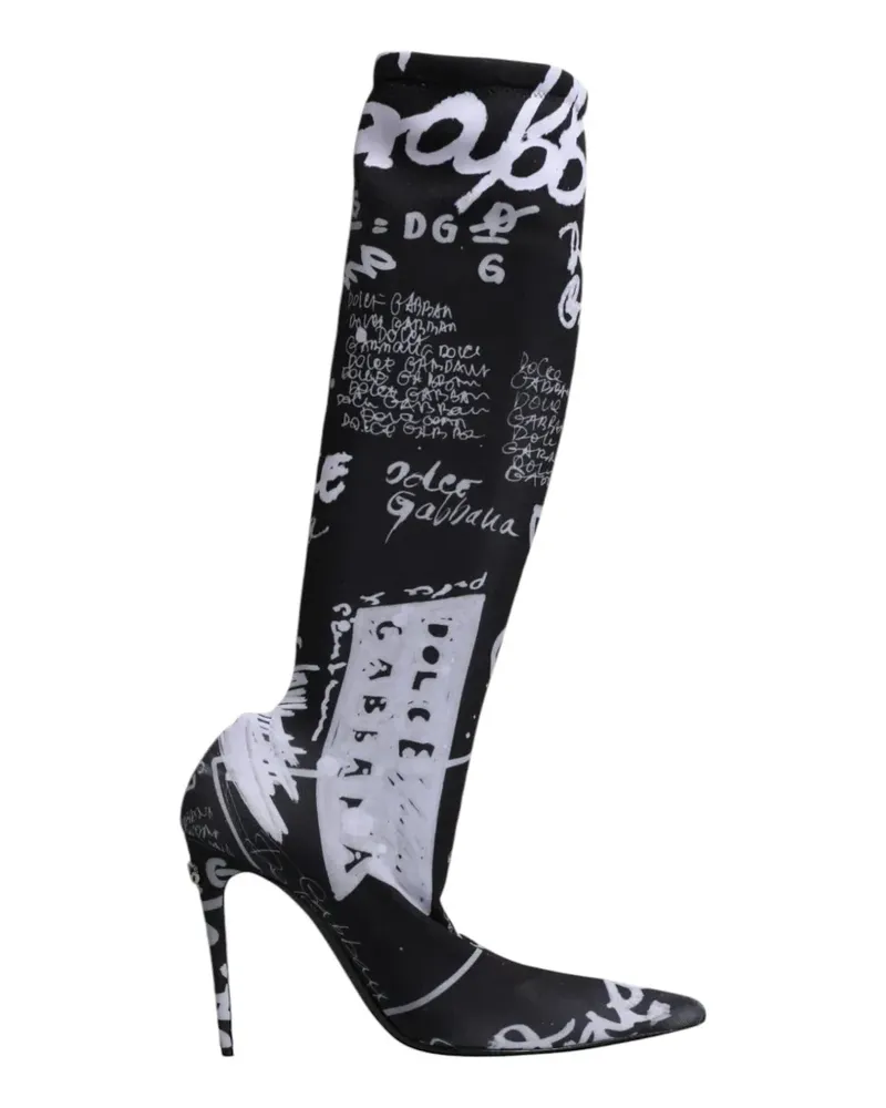 Dolce & Gabbana Stiefel mit Print - Schwarz Schwarz