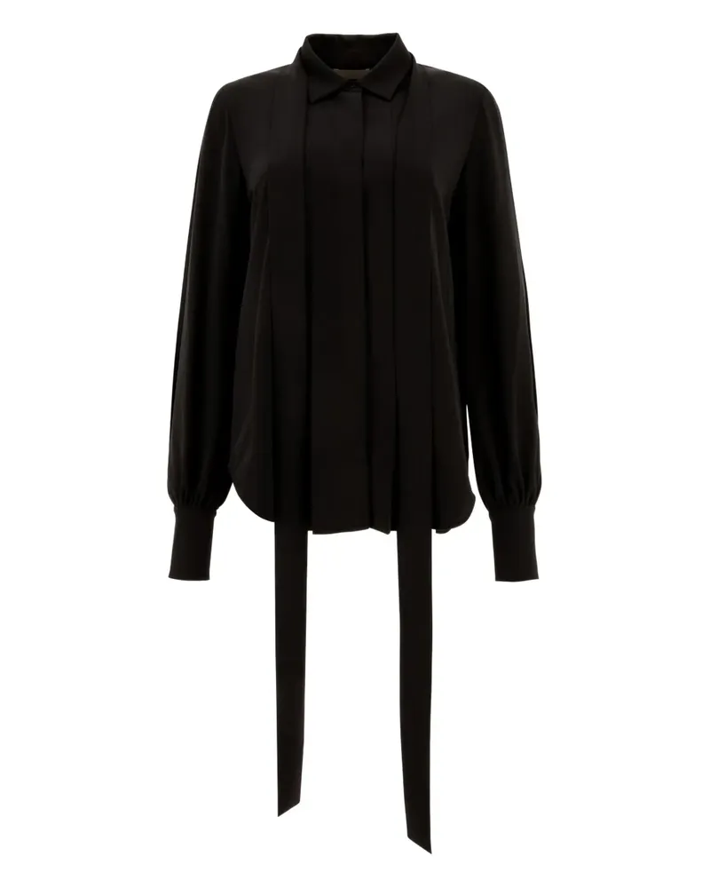 Elie Saab Plissiertes Hemd mit Krawatte - Schwarz Schwarz
