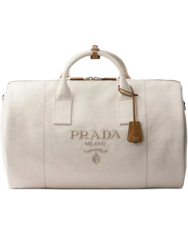 Prada Reisetasche mit Logo-Prägung - Nude Nude