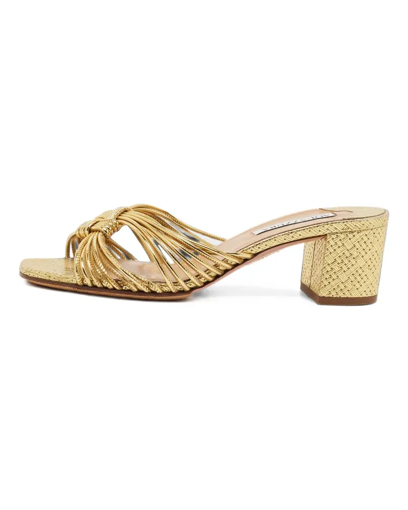 Aquazzura Geknotete Sandalen mit Blockabsatz - Gold Gold