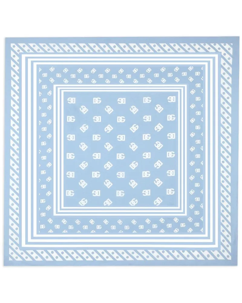 Dolce & Gabbana Seidenschal mit Logo-Print - Blau Blau