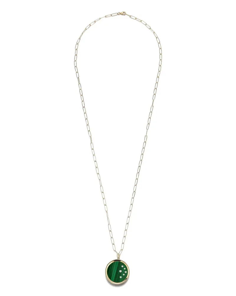 MATEO 14K yellow gold diamond and malachite necklace Gold