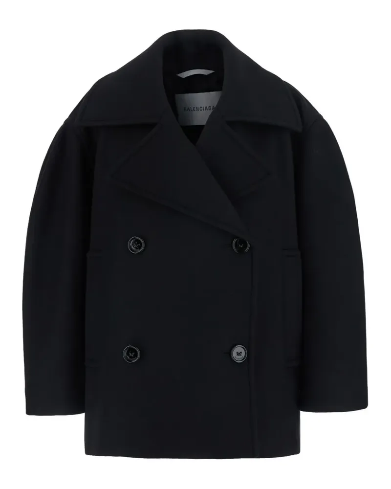 Balenciaga Doppelreihiger Mantel - Schwarz Schwarz