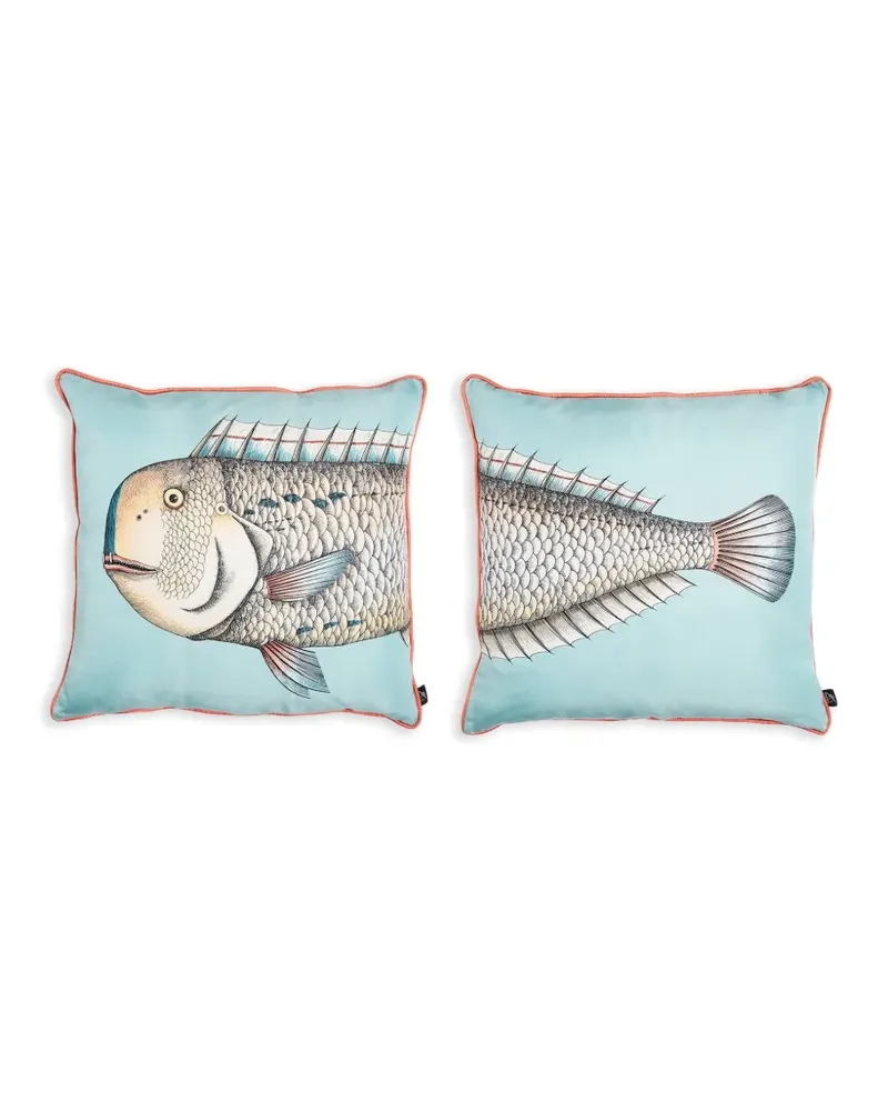 Fornasetti Set aus zwei Kissen mit Print - Blau Blau