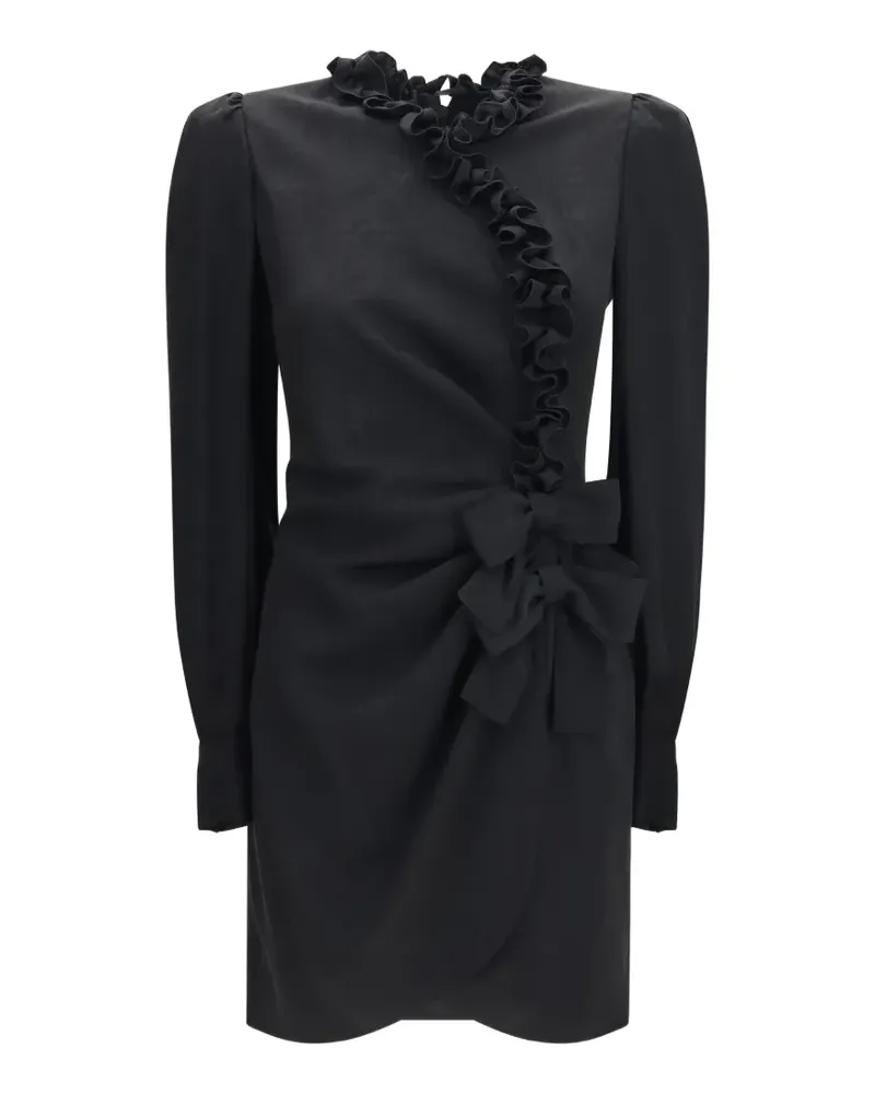 Alessandra Rich Jacquard-Kleid mit Rüschen - Schwarz Schwarz