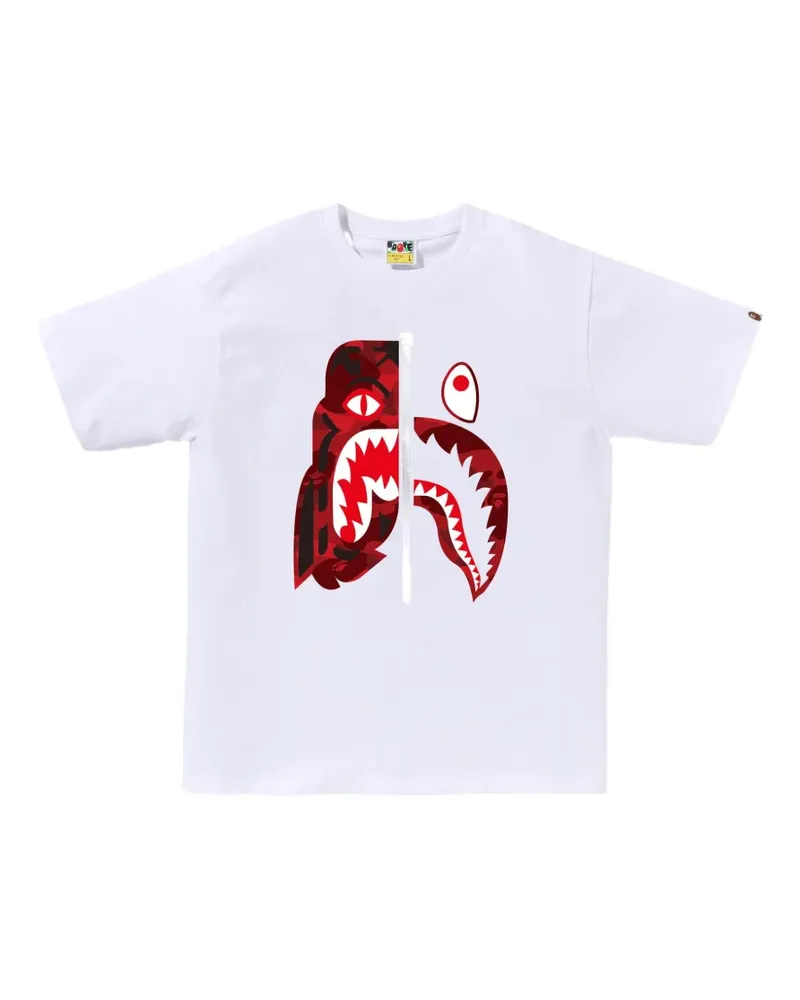 BAPE shark-print cotton T-shirt - Weiß Weiß